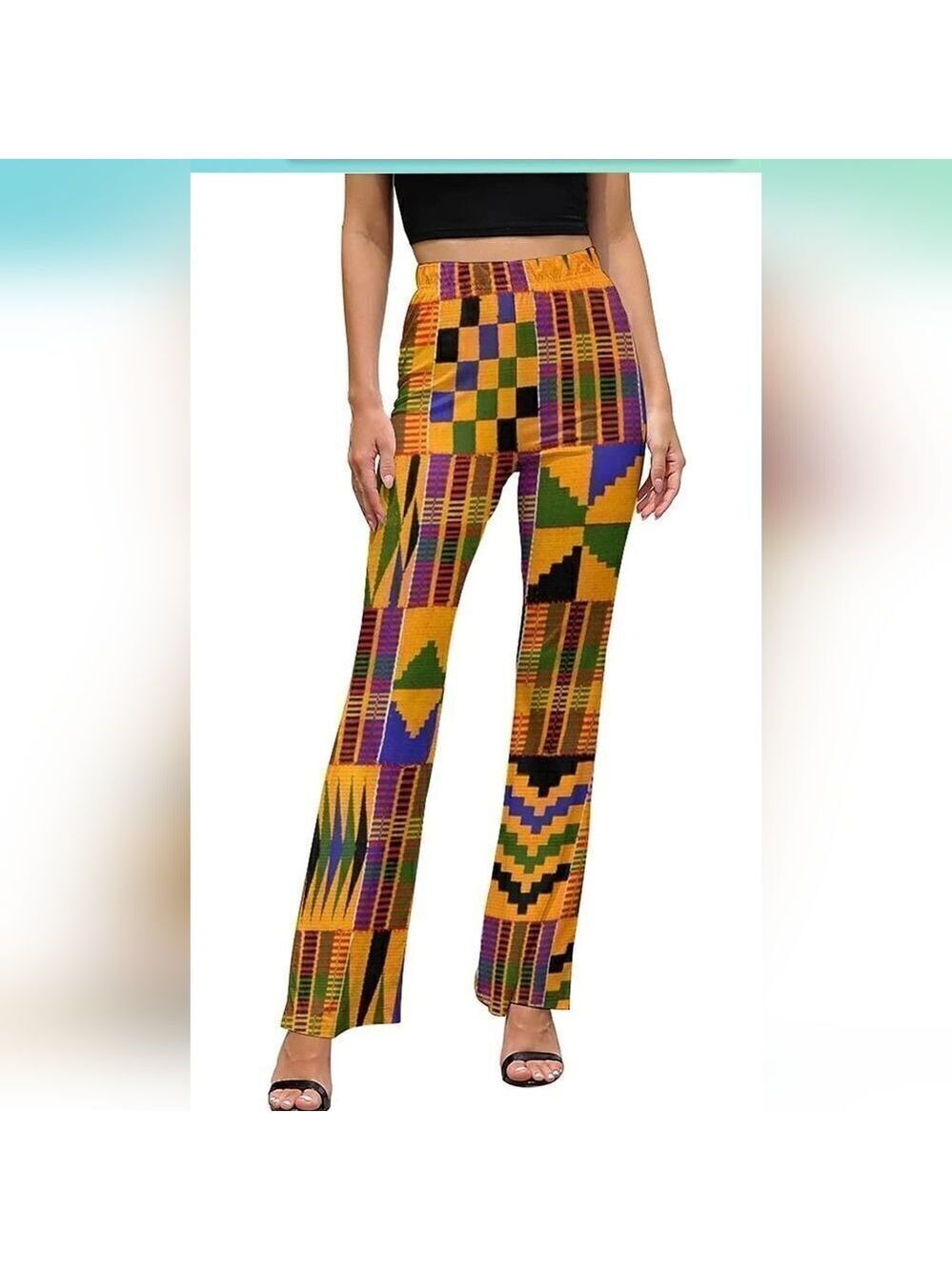 BAIKUTOUAN African Kente Cloth Ethnic Art Pattern Yoga Pants Size M